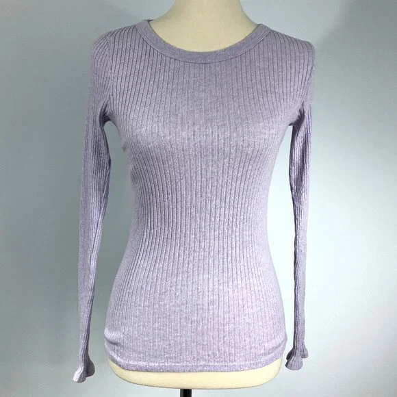 Enza Costa Light Pink Rib Long Sleeve Shirt Medium Cotton Cashmere Sweater S XS - Picture 1 of 13